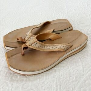 Olukai Women's Premium Leather Square Toe Flip Flop‎ Sandals W's 7